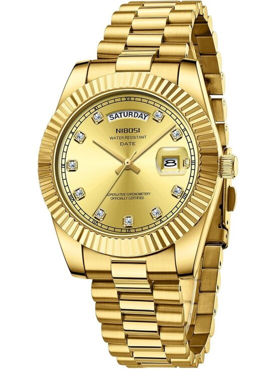 NIBOSI Other - Nibosi Men's Gold Analog Quartz Stainless Dimond Waterproof Desiger Wrist Watch